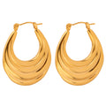 Gold Steel Layered Crescent Hoop Earrings Large And Small view 5