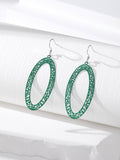 Silver Tone Long Oval Openwork Hook Earrings in Five Colors view 6
