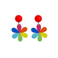 Colorful Acrylic Magpie and Rainbow Flower Drop Earrings view 6