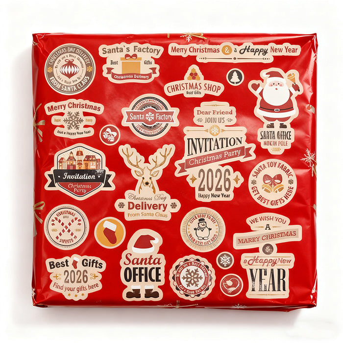 Christmas 2026 Santa Reindeer Journal Sticker Sheet Cream