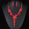Black Silver Tone Champagne Floral Vine Crystal Five Designs Metal Necklace and Earring view 9