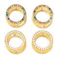 Double-Sided Circle Zircon Huggie Earrings Clear Multicolor view 5