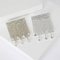 Square Crystal Mesh Fringe Brooch in Gold and Silver view 1
