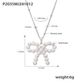 Bow Pendant Necklace Shell Beads Zircon Snake Chain Layers view 8