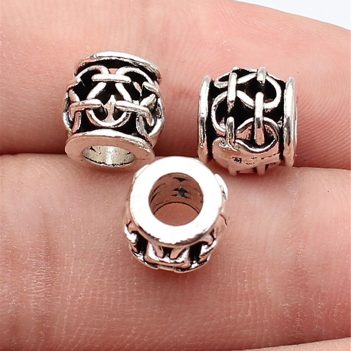 10x9.7x9mm 2g Multicolor Zinc Alloy Hollow Floral Pattern Large Hole Beads for Bracelet Making