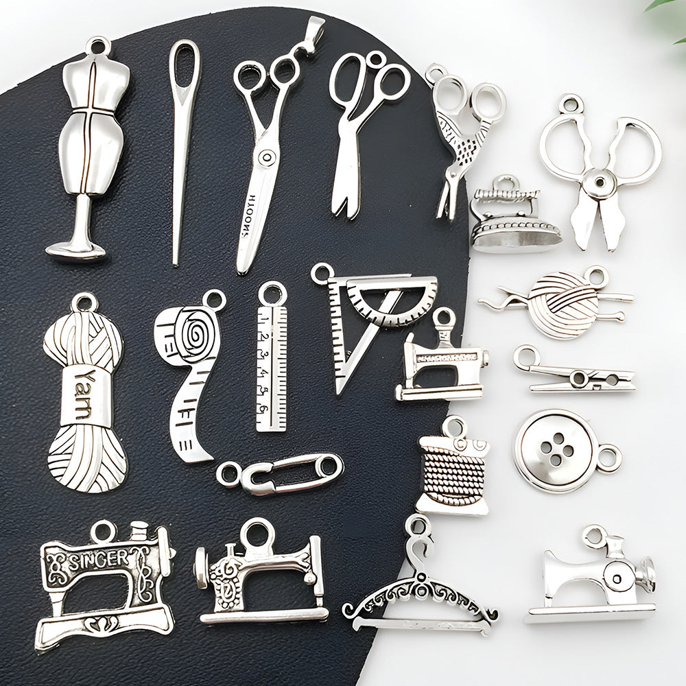 Zinc Alloy Sewing Machine Scissors Hanger Charm Pendant for DIY Necklace Jewelry