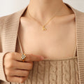 Cursive Letter H Pendant Necklace In Gold Rose Or Steel view 8