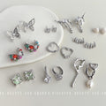 Assorted Silver Multi-Style Zircon Metal Earrings 9 Variants view 1