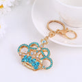 Rhinestone Crown Keychain Gold Metal Crystal Bag Charm view 2