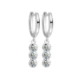 Silver Tone Triple Bezel Clear CZ Drop Huggie Earrings Pair view 5