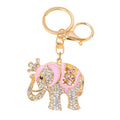 Rhinestone Crown Elephant Keychain Gold Tone Lucky Charm view 5