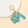 Rhinestone Flower Keychain Daisy Charm Gold Hardware view 10