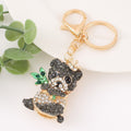 Rhinestone Crown Panda Keychain Metal Bamboo Bag Charm view 3