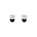 Black Double Heart Silver Tone Small Stud Earrings view 5