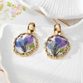 Gold Wavy Frame Resin Dried Flower Stud Earrings 7 Styles view 9