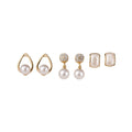Gold Pearl Rhinestone Stud Earring Set Three Pair Styles view 5