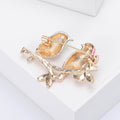 Enamel Two Birds on Branch Brooch Gold Tone Two Colorways view 4