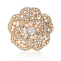 Layered Crystal Camellia Brooch in Three Metal Finishes view 5