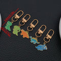Five Colorful Dinosaur Clasp Keychain Set with Metal Hardware view 6