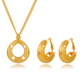 Gold Tone Gold Round Geometric Geometric Metal Necklace and Earring Set view 6