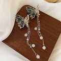 Blue Translucent Butterfly Hair Claw Pair With Bead Chain Fringe view 6