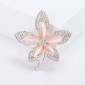 Five Petal Crystal Flower Brooch in Silver or Peach view 2