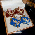 Blue Floral Square Stud Earrings Fashion Jewelry Collection view 1
