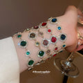 Gold Halo Geometric Rhinestone Necklace Bracelet Stud Mix view 2