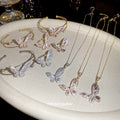 Pave Butterfly Zircon Pendant Necklace Cuff and Ring view 3