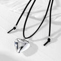 Black Cord Puffy Heart Pendant Necklaces in Three Finishes view 2