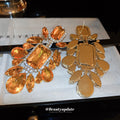Champagne Crystal Geometric Cluster Statement Drop Earrings view 4