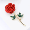 Red Rose Stem Brooch A Glossy Red Rose On A Gold-Tone Stem view 4