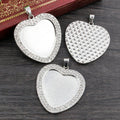 Rhinestone Heart Cabochon Pendant Setting in Two Finishes view 4
