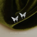 Silver Pavé Crystal Butterfly Stud Earrings Mini Wings view 4
