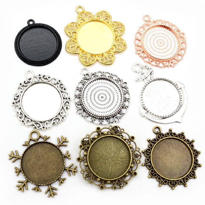Round Pendant Tray Assortment Jewelry Making Components