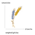 Gold Twin Wheat Ear Brooch Marquise Crystal Grain Pin view 10
