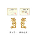 Gold Interlocked Chain Link C Stud Earrings Open Pair view 3