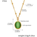 Cat's Eye Oval Pendant Necklaces Gold Silver Large Small Colors view 10