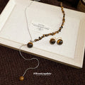 Stainless Tiger Eye Chip Bead Pendant Necklace Earring Set view 2