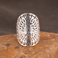 Silver Tone Openwork Filigree Flower Statement Ring view 1