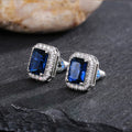 Rectangular Halo Stud Earrings In Three Sizes And Three Colors view 10