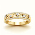 Gold Tone Openwork Teardrop Clear CZ Band Ring Sizes 6-10 view 1