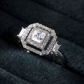 Silver Tone Square Stone Double Halo Statement Ring view 3