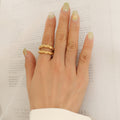 Gold Double Band Hammered Texture Intertwined Rings Multi Size view 6