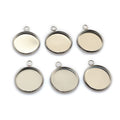 Round Stainless Steel Pendant Bezels With Single or Double Loops view 2