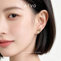 Gold Feather Leaf Crystal Stud Earrings Marquise Pair view 2