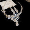 Silver Rhinestone Teardrop Pendant Necklace Earring Set view 6