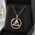 Gold and Silver Tone Crystal Evil Eye Pendant Necklaces in Four Styles view 7