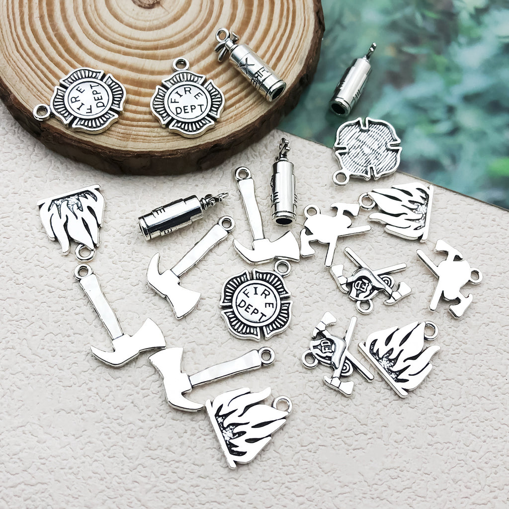 Enamel Zinc Alloy Fire Extinguisher Flame Charm Pendant for DIY Necklace Bracelet Earrings