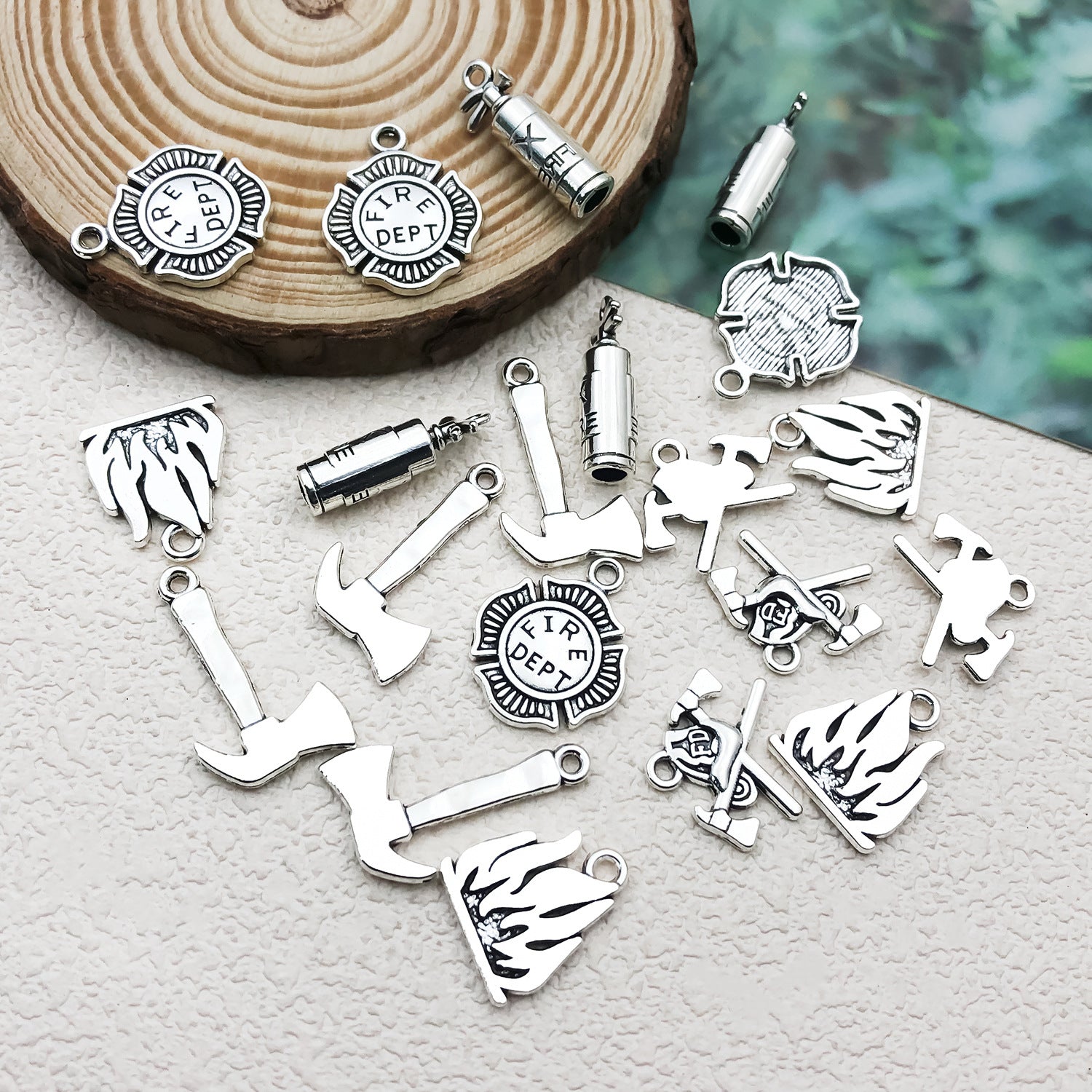 Enamel Zinc Alloy Fire Extinguisher Flame Charm Pendant for DIY Necklace Bracelet Earrings